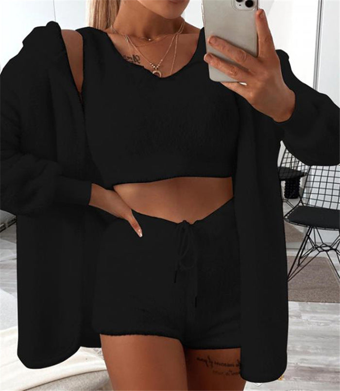 Fashionable Plush Home Service Three-piece Suit Women